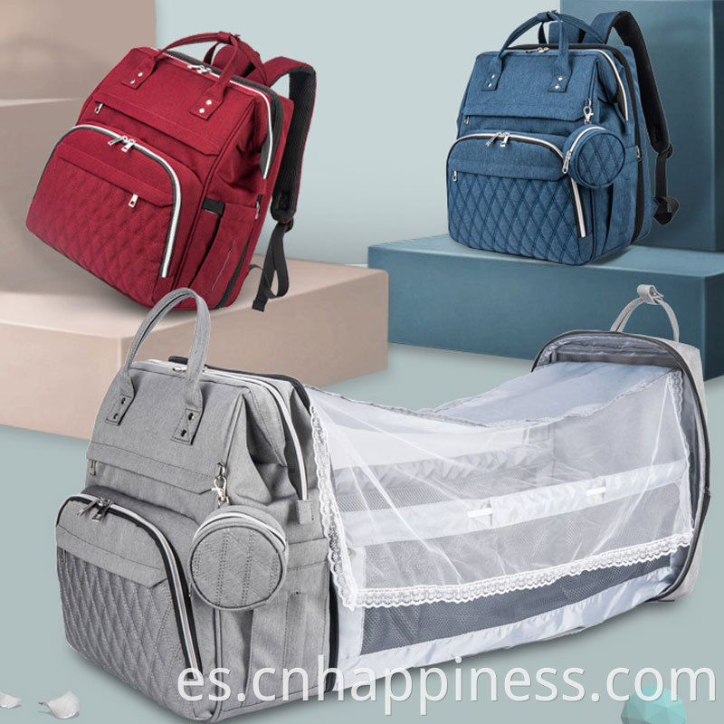 Bolsas de mochila USB personalizadas al por mayor Mommy Mum Momm Bolsas de pañales para bebés aislantes grandes plegables con estación cambiante